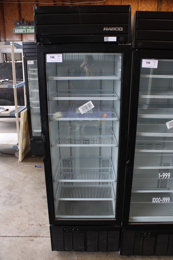 2019 Habco Model SE18 Metal Commercial Single Door Reach In Cooler Merchandiser w/ Poly Coated Racks. 115 Volts, 1 Phase. 24x24x80. Tested and Working!