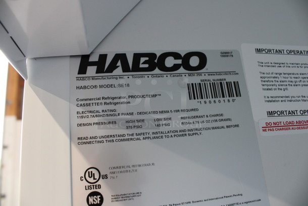 2019 Habco Model SE18 Metal Commercial Single Door Reach In Cooler Merchandiser w/ Poly Coated Racks. 115 Volts, 1 Phase. 24x24x80. Tested and Working! - Image 5 of 7