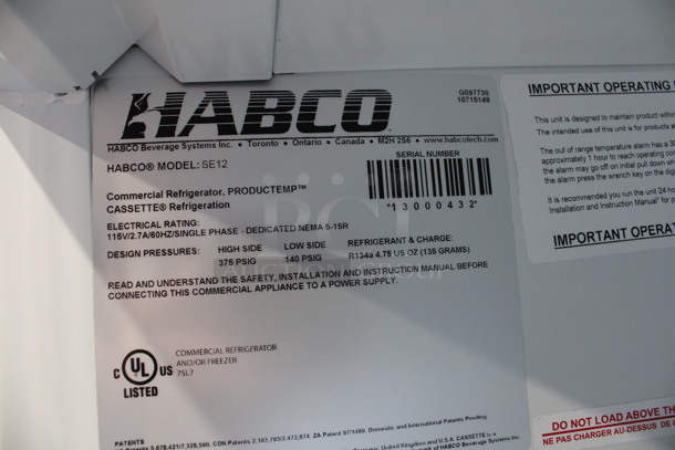 2013 Habco Model SE12 Metal Commercial Single Door Reach In Cooler Merchandiser w/ Poly Coated Racks. 115 Volts, 1 Phase. 24x24x62. Tested and Working! - Image 5 of 6