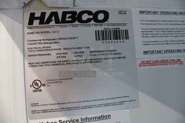 2013 Habco Model SE12 Metal Commercial Single Door Reach In Cooler Merchandiser w/ Poly Coated Racks. 115 Volts, 1 Phase. 24x24x62. Tested and Working! - Image 5 of 6