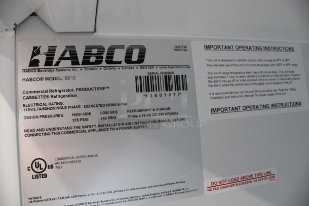 2013 Habco Model SE12 Metal Commercial Single Door Reach In Cooler Merchandiser w/ Poly Coated Racks. 115 Volts, 1 Phase. 24x24x63. Tested and Working! - Image 6 of 7