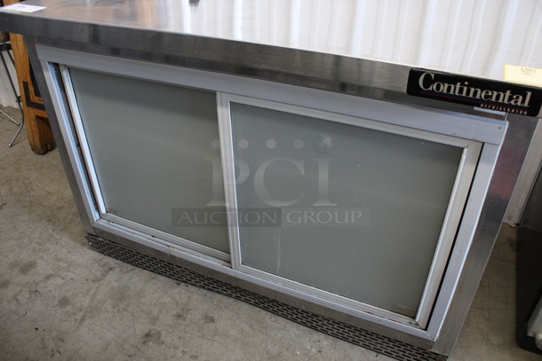 Continental Model SW48-SGD Stainless Steel Commercial 2 Door Undercounter Cooler w/ Sliding Doors on Commercial Casters. 115 Volts, 1 Phase. 48x30x34. Tested and Working! - Image 2 of 7