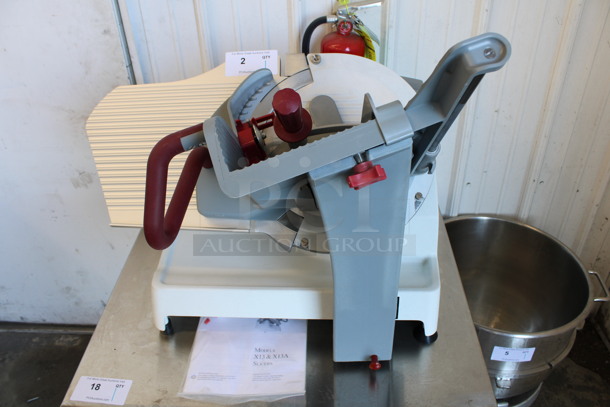 BEAUTIFUL! Berkel Model X13A Metal Commercial Countertop Meat Slicer w/ Blade Sharpener. 120 Volts, 1 Phase. 32x25x25. Tested and Working!