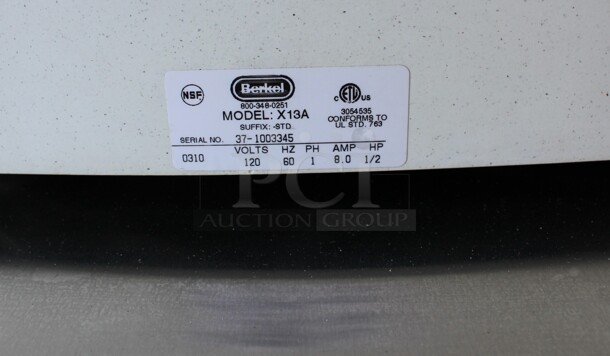 BEAUTIFUL! Berkel Model X13A Metal Commercial Countertop Meat Slicer w/ Blade Sharpener. 120 Volts, 1 Phase. 32x25x25. Tested and Working! - Image 8 of 8