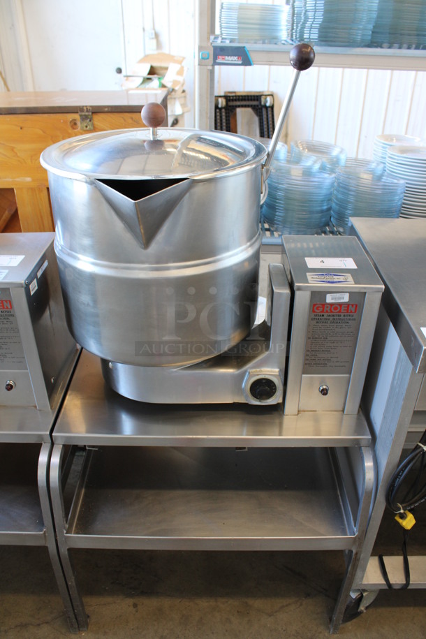 GLORIOUS! Groen Model TDB/4-40 Stainless Steel Commercial Electric Powered Floor Style 40 Quart Tilting Kettle. 480 Volts, 3 Phase. 27x24x54