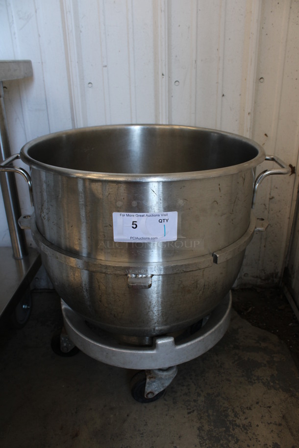 Hobart Model VMLH-60 Stainless Steel Commercial 60 Quart Mixing Bowl and Metal Bowl Dolly. 24x19x16, 16x16x7