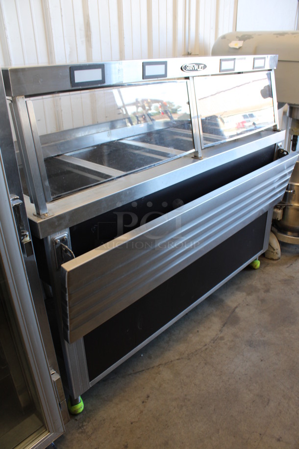 Servolift Eastern Model 501-4 Stainless Steel Commercial Electric Powered 4 Bay Steam Table w/ Sneeze Guard and Tray Slide. 120/208 Volts, 1 Phase. 62x35x52 - Image 6 of 9