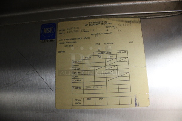 Delfield Model SLH29-G Stainless Steel Commercial Single Door Reach In Cooler Merchandiser on Commercial Casters. 115/208-230 Volts, 1 Phase. 29x35x85 - Image 6 of 7