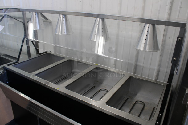 Stainless Steel Commercial Electric Powered 4 Bay Steam Table w/ Sneeze Guard, 4 Lamps and Tray Slide on Commercial Casters. 125/250 Volts, 1 Phase. 60x36x58 - Image 2 of 7