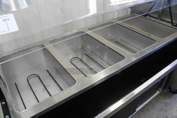 Stainless Steel Commercial Electric Powered 4 Bay Steam Table w/ Sneeze Guard, 4 Lamps and Tray Slide on Commercial Casters. 125/250 Volts, 1 Phase. 60x36x58 - Image 4 of 7
