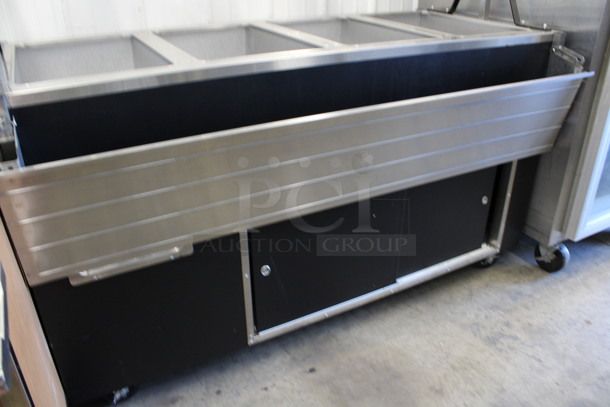 Stainless Steel Commercial Electric Powered 4 Bay Steam Table w/ Sneeze Guard, 4 Lamps and Tray Slide on Commercial Casters. 125/250 Volts, 1 Phase. 60x36x58 - Image 5 of 7