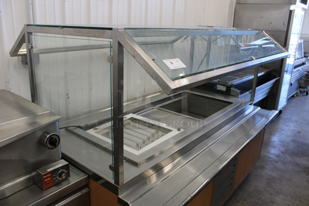 Stainless Steel Commercial Buffet Table w/ Sneeze Guard and Tray Slide on Commercial Casters. 115 Volts, 1 Phase. 72x51x57. Tested and Working! - Image 2 of 6