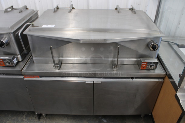 AWESOME! Market Forge Model 1800 Stainless Steel Commercial Floor Style Tilting Braising Pan w/ Thermostatic Controls. 480 Volts, 3 Phase. 48x34x43