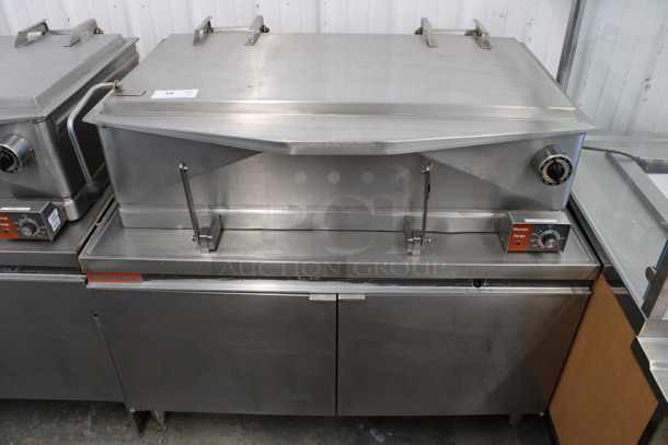 AWESOME! Market Forge Model 1800 Stainless Steel Commercial Floor Style Tilting Braising Pan w/ Thermostatic Controls. 480 Volts, 3 Phase. 48x34x43 - Image 1 of 9
