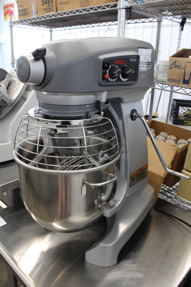 WOW! Hobart Legacy Model HL200 Metal Commercial 20 Quart Planetary Mixer w/ Stainless Steel Mixing Bowl, Bowl Guard, Whisk and Paddle Attachments. 100-120 Volts, 1 Phase. 16x25x29. Tested and Working!