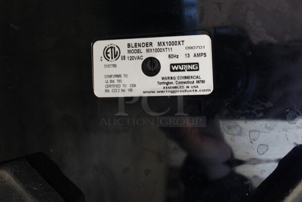 Waring Model MX1000XT Metal Commercial Countertop Blender w/ Poly Pitcher and Blade. 120 Volts, 1 Phase. 9x9x20. Tested and Working! - Image 6 of 7