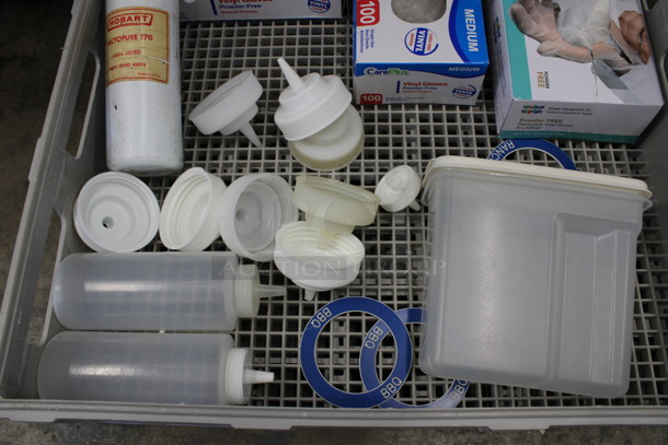 ALL ONE MONEY! Lot of Various Items Including Boxes of Gloves and Poly Container In Dish Caddy! 20x20x5 - Image 2 of 3