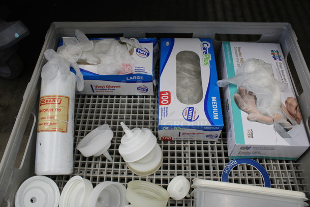 ALL ONE MONEY! Lot of Various Items Including Boxes of Gloves and Poly Container In Dish Caddy! 20x20x5 - Image 3 of 3