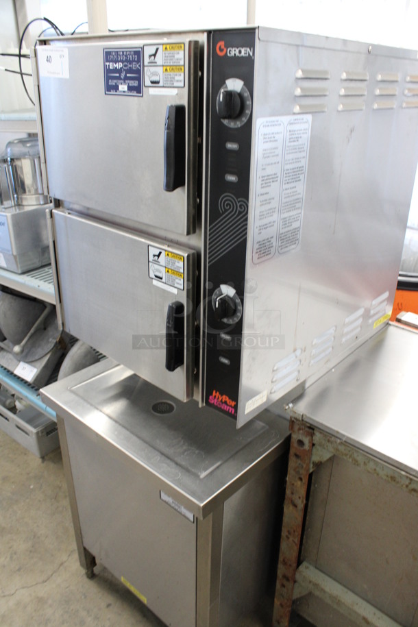 Groen Hyper Steam Stainless Steel Commercial Electric Powered Double Deck Steam Cabinet. 480 Volts, 3 Phase. 21.5x35x60 - Image 3 of 5