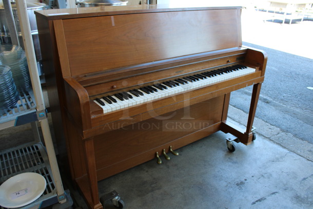 Everett Wooden Piano on Piano Dolly. 70x29x46 - Image 5 of 6
