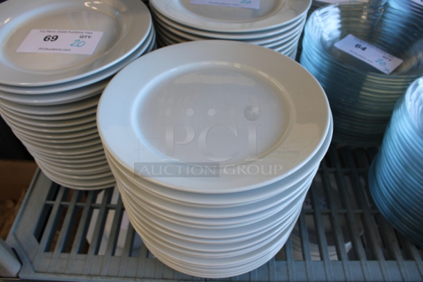 20 White Ceramic Plates. 9x9x1. 20 Times Your Bid! - Image 1 of 4