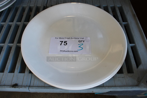 3 White Ceramic Plates. 10.25x10.25x1. 3 Times Your Bid!