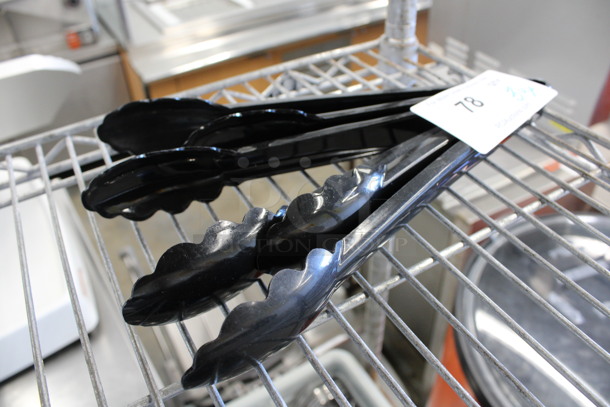 3 Various Black Poly Tongs. 9", 12". 3 Times Your Bid! - Image 1 of 2