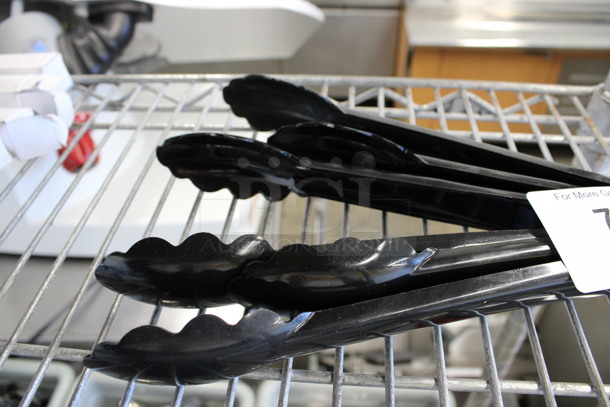 3 Various Black Poly Tongs. 9", 12". 3 Times Your Bid! - Image 2 of 2