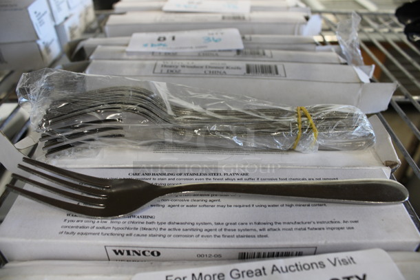 36 BRAND NEW IN BOX! Winco Metal Windsor Dinner Forks. 7.5
