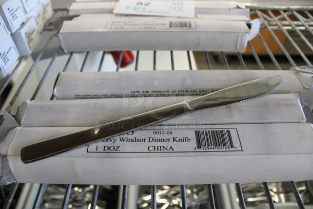 48 BRAND NEW IN BOX! Winco Metal Windsor Dinner Knives. 8.5