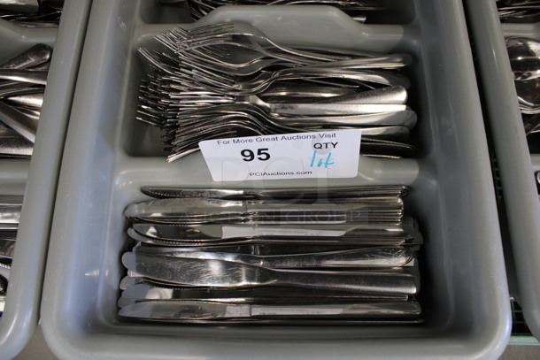 ALL ONE MONEY! Lot of Metal Forks, Spoons and Knives in Gray 4 Compartment Silverware Caddy. 11.5x20.5x3.5 - Image 3 of 4