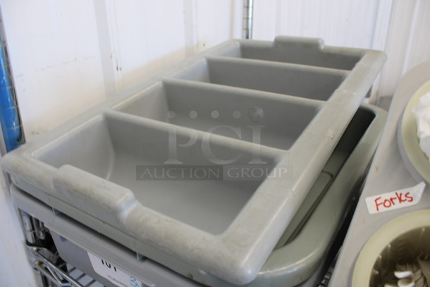 3 Various Gray Poly Bins; 1 Silverware and 2 Bus Bins. Includes 13x21x5, 15x20x5. 3 Times Your Bid! - Image 2 of 3