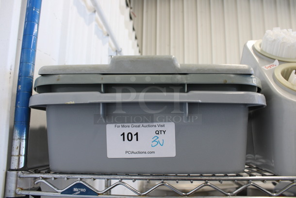 3 Various Gray Poly Bins; 1 Silverware and 2 Bus Bins. Includes 13x21x5, 15x20x5. 3 Times Your Bid! - Image 3 of 3