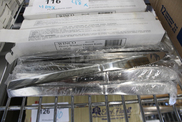 48 BRAND NEW IN BOX! Winco Metal Windsor Dinner Knives. 8