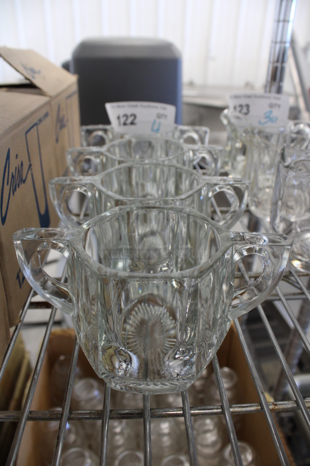 4 Glass Double Handled Mugs. 6x3x3. 4 Times Your Bid!