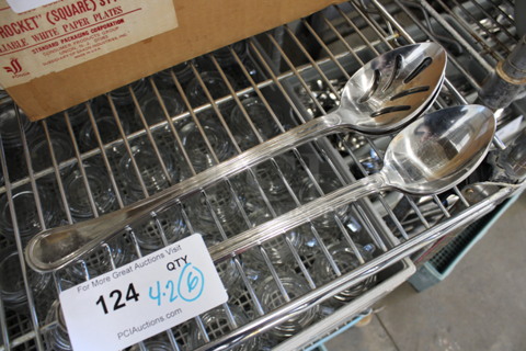 6 Metal Serving Spoons; 4 Straining. 13.5". 6 Times Your Bid!
