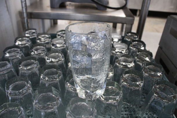 35 Beverage Glasses in Dish Caddy. 3x3x5.5. 35 Times Your Bid!