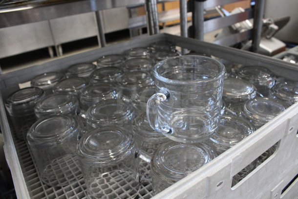 30 Glass Mugs in Dish Caddy. 4.5x3.5x3.5. 30 Times Your Bid! - Image 2 of 3