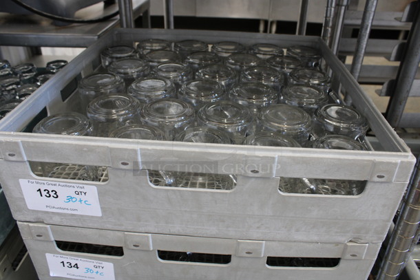 30 Glass Mugs in Dish Caddy. 4.5x3.5x3.5. 30 Times Your Bid! - Image 3 of 3