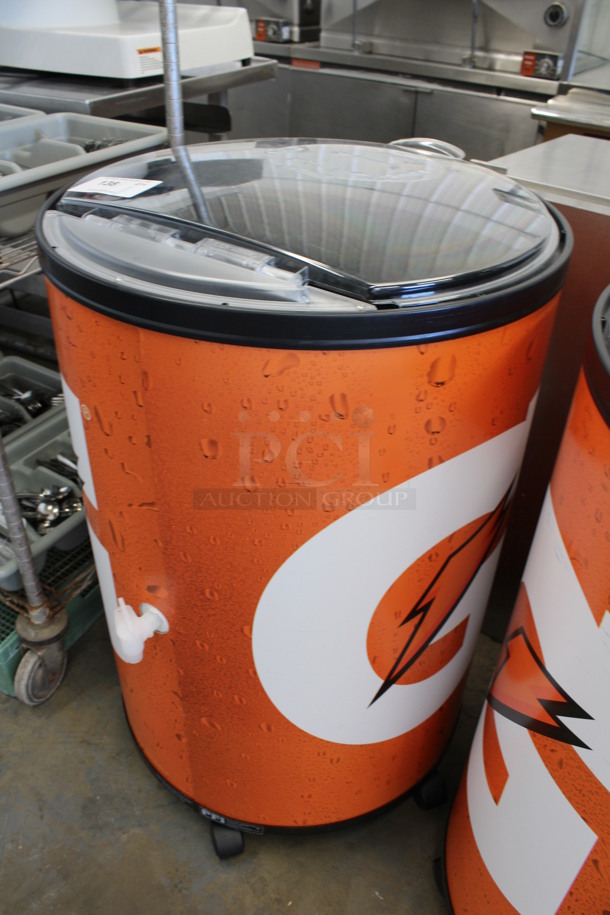 Metal Commercial Portable Bottle Cooler w/ Clear Lid on Commercial Casters. 23x25x37 - Image 3 of 5