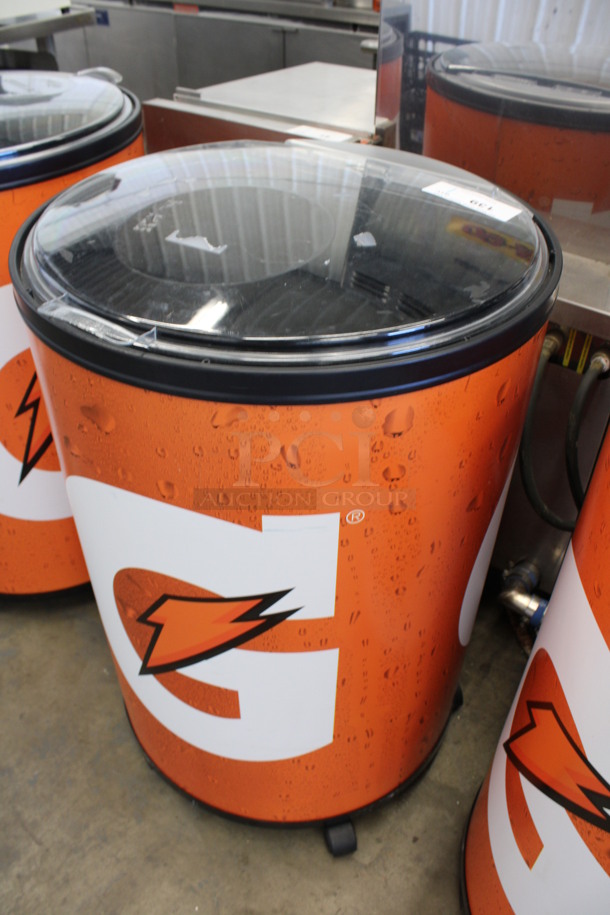 Metal Commercial Portable Bottle Cooler w/ Clear Lid on Commercial Casters. 23x25x37 - Image 2 of 4