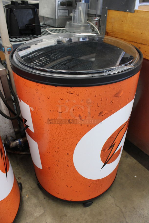 Metal Commercial Portable Bottle Cooler w/ Clear Lid on Commercial Casters. 23x25x37 - Image 2 of 4