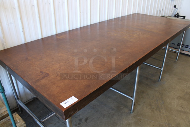 Wood Pattern Table on Metal Legs. 120x48x34 - Image 2 of 3