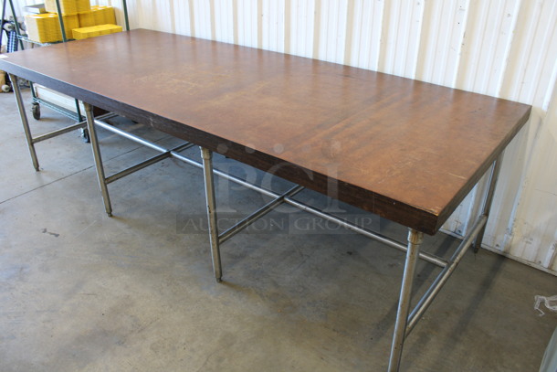 Wood Pattern Table on Metal Legs. 120x48x34 - Image 3 of 3