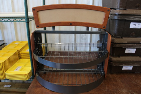 Wood Pattern and Metal Countertop 2 Tier Display Rack Merchandiser. 26x14x26
