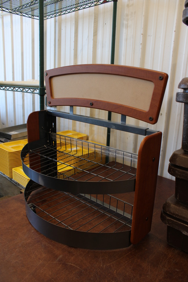 Wood Pattern and Metal Countertop 2 Tier Display Rack Merchandiser. 26x14x26 - Image 2 of 4