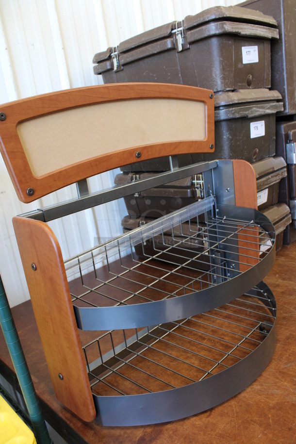 Wood Pattern and Metal Countertop 2 Tier Display Rack Merchandiser. 26x14x26 - Image 4 of 4