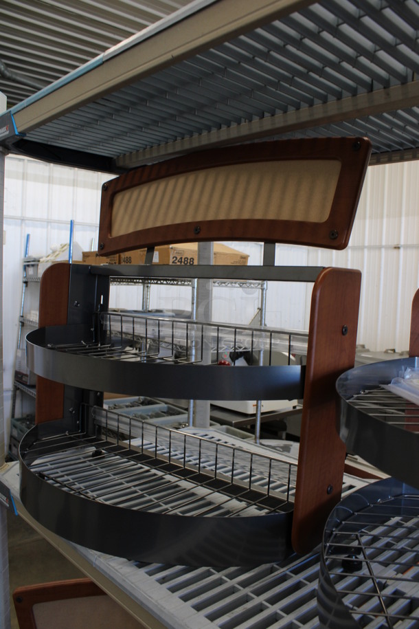 Wood Pattern and Metal Countertop 2 Tier Display Rack Merchandiser. 26x14x26 - Image 2 of 3