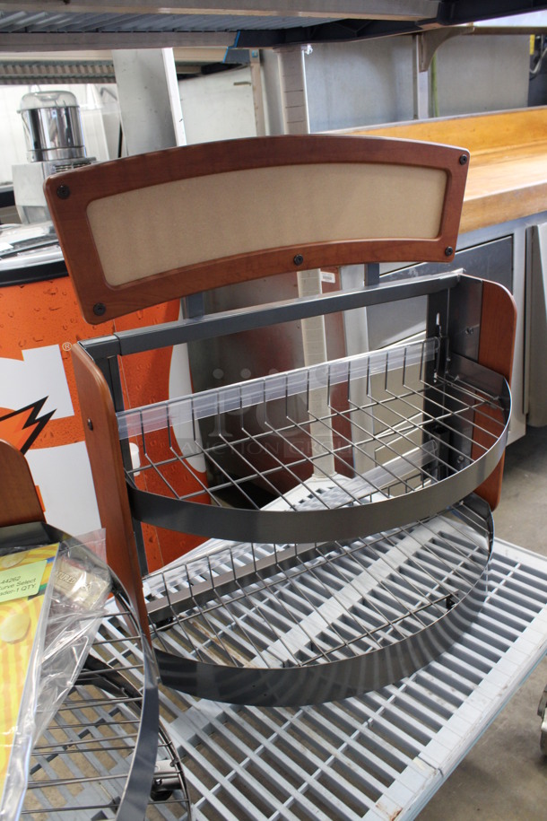 Wood Pattern and Metal Countertop 2 Tier Display Rack Merchandiser. 26x14x26 - Image 2 of 3