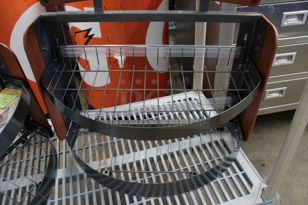 Wood Pattern and Metal Countertop 2 Tier Display Rack Merchandiser. 26x14x26 - Image 3 of 3